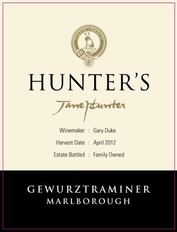 Hunter's Gewurztraminer 2016 Front Label