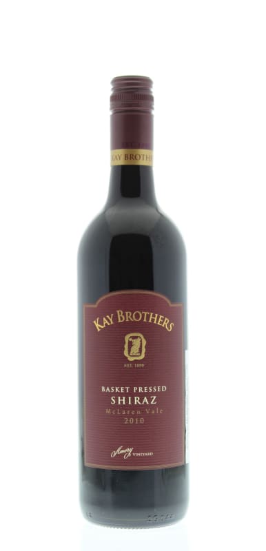 Kay Brothers Basket Pressed Shiraz 2010 Front Bottle Shot