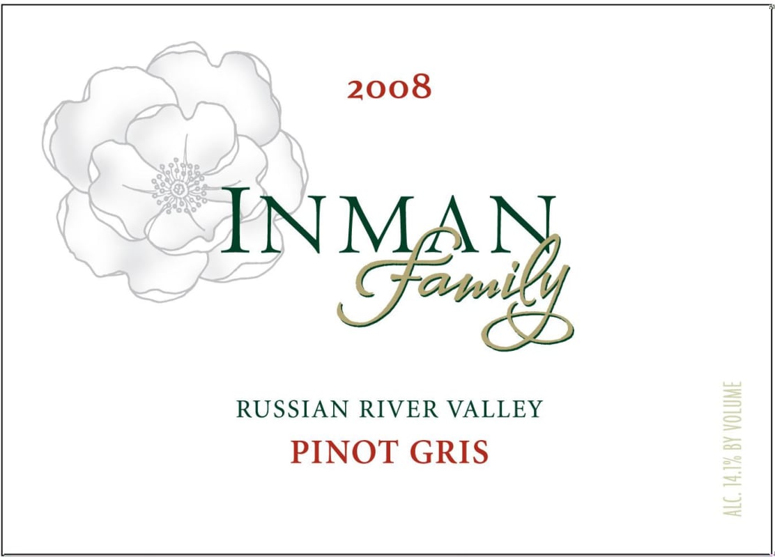 Inman Family Pinot Gris 2008 Front Label