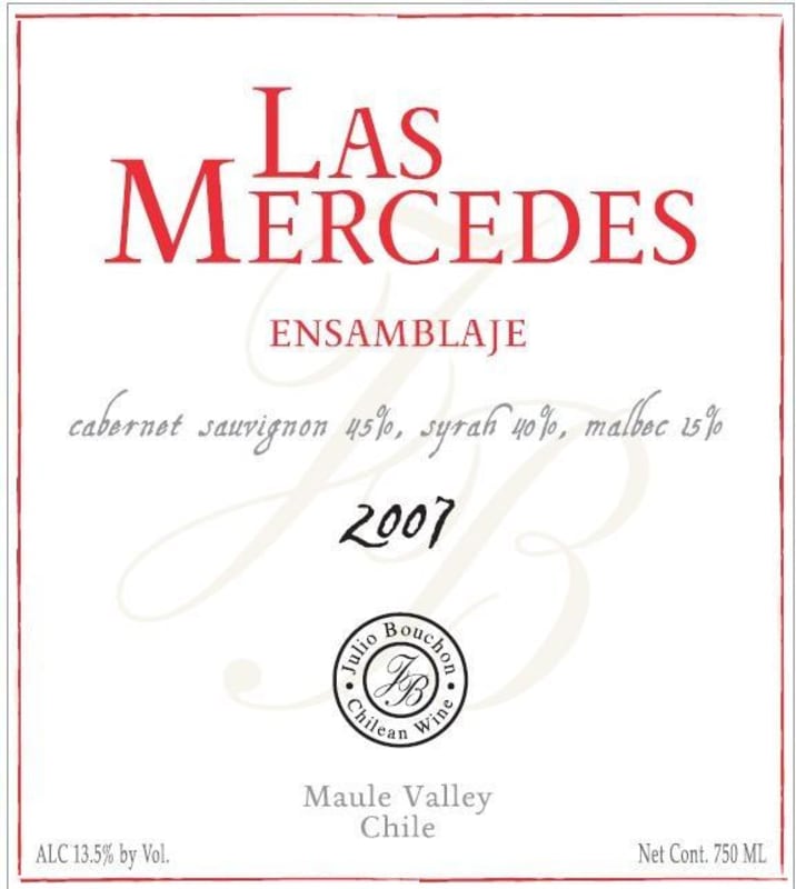 J. Bouchon Las Mercedes Ensamblaje Cabernet Sauvignon Syrah Malbec 2007 Front Label
