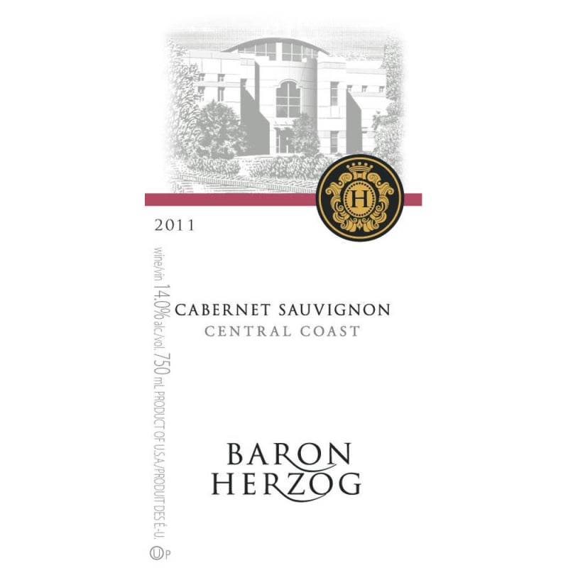 Baron Herzog Central Coast Cabernet Sauvignon (OU Kosher) 2011 Front Label