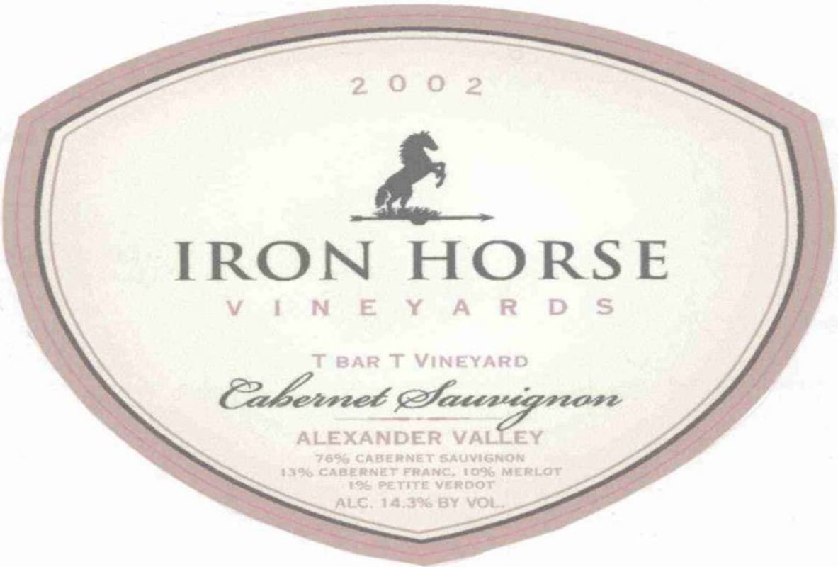 Iron Horse T Bar T Vineyard Cabernet Sauvignon 2002 Front Label