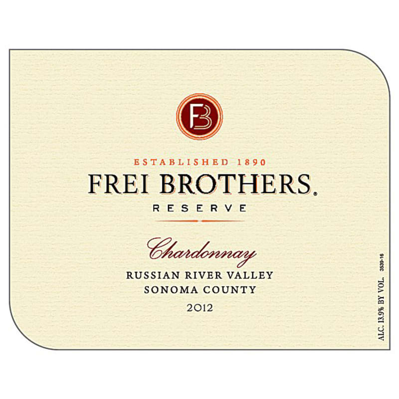 Frei Brothers Reserve Chardonnay 2012 Front Label