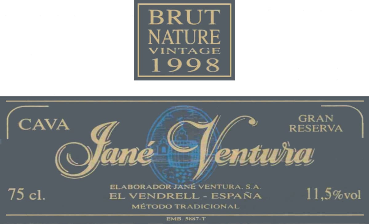 Jane Ventura Gran Reserva Brut Nature Cava 1998 Front Label