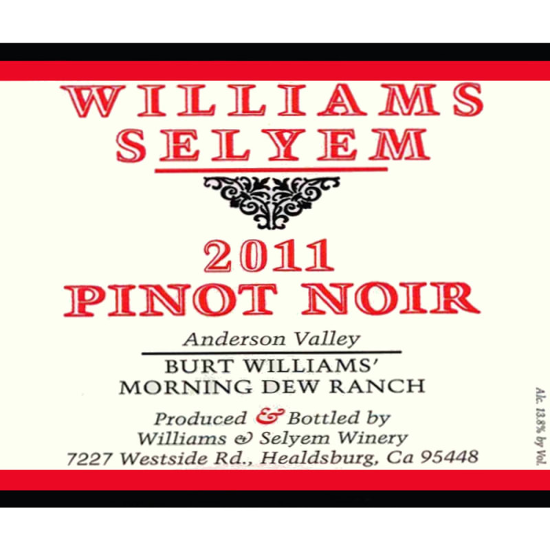 Williams Selyem Burt Williams Morning Dew Ranch Pinot Noir 2011 Front Label