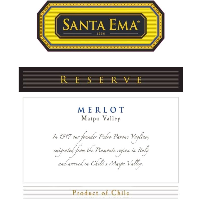 Santa Ema Reserva Merlot 2010 Front Label