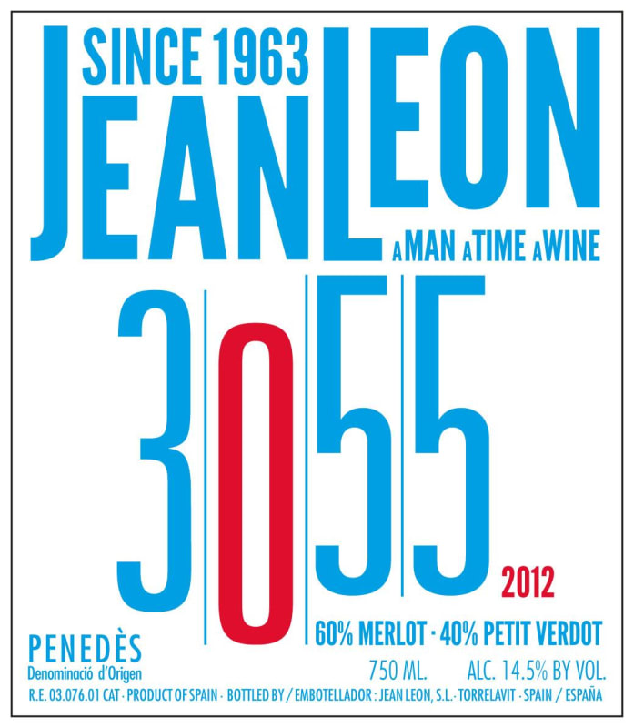 Jean Leon 3055 Merlot - Petit Verdot 2012 Front Label