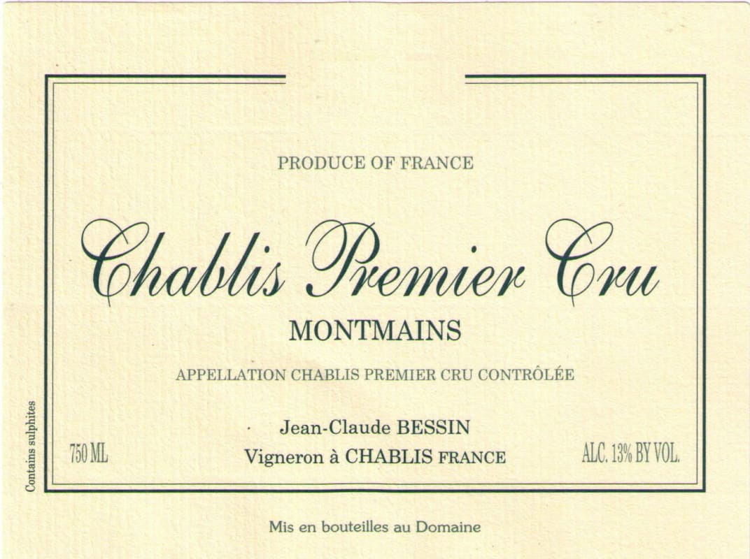 Jean-Claude Bessin Chablis Montmains Premier Cru 2014 Front Label