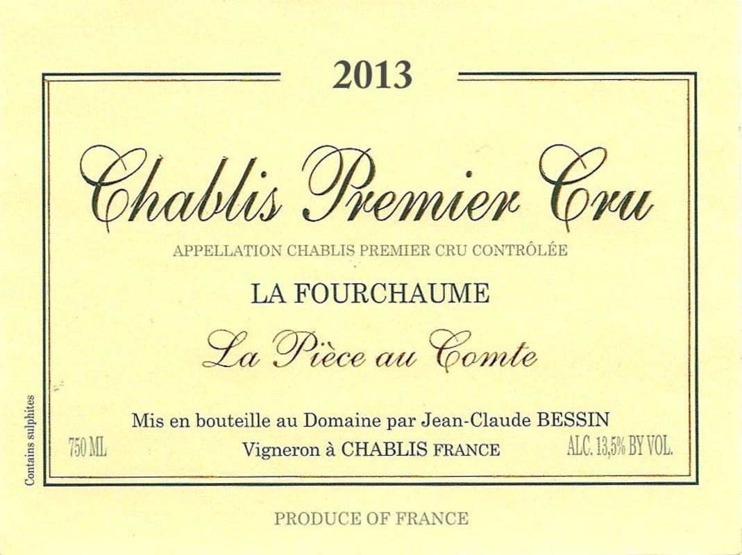 Jean-Claude Bessin La Piece au Comte Chablis La Fourchaume Premier Cru 2013 Front Label