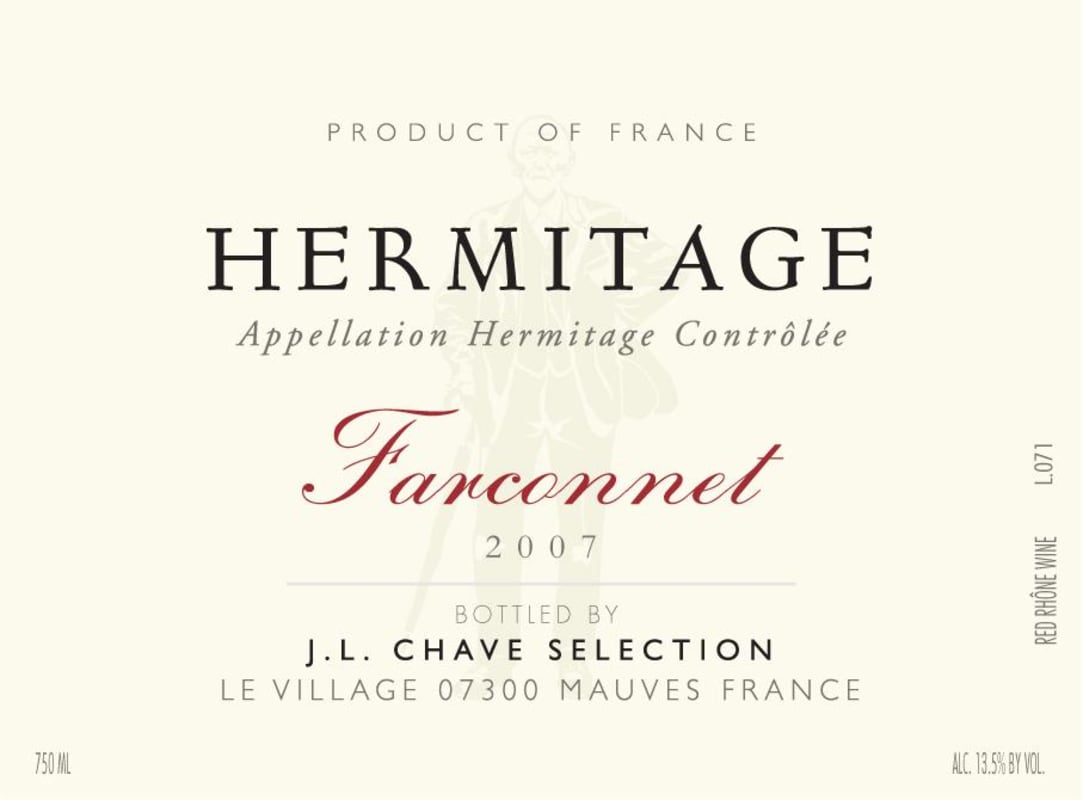 Jean-Louis Chave Selection Hermitage Farconnet 2007 Front Label
