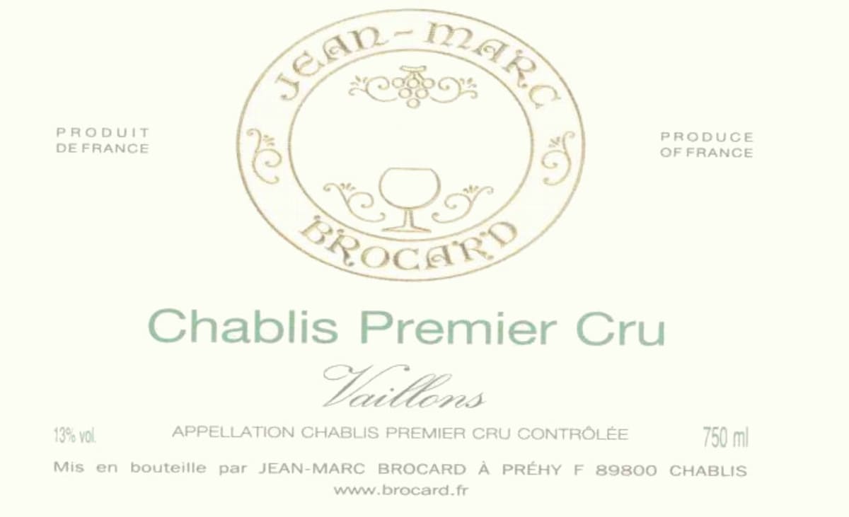 Brocard Vaillons Premier Cru Chablis 2007 Front Label