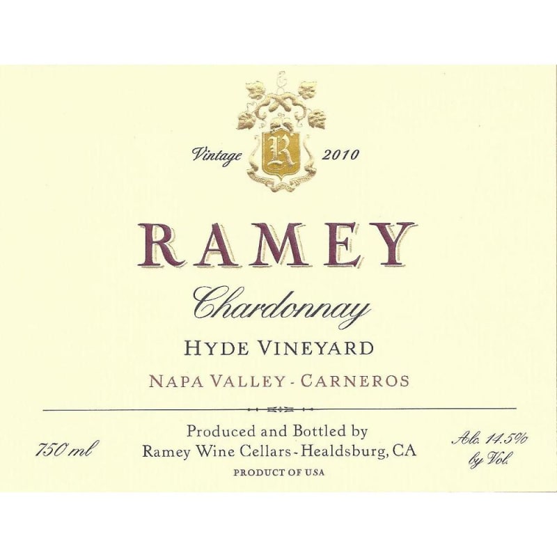 Ramey Hyde Vineyard Chardonnay 2010 Front Label