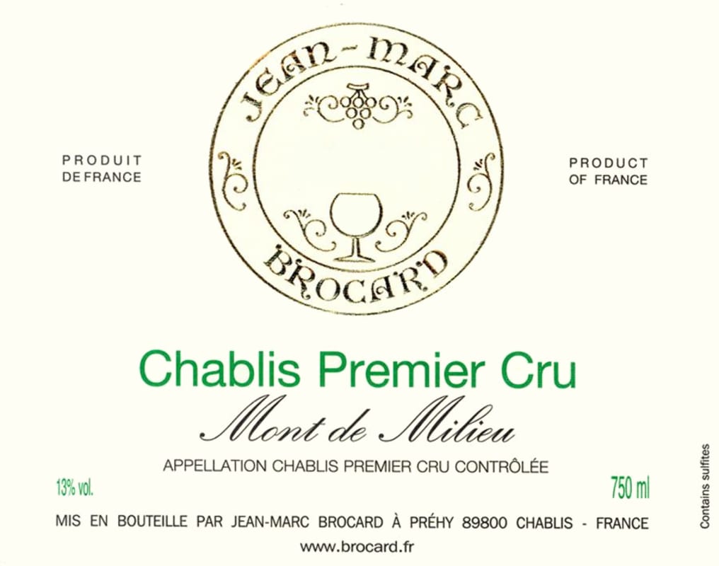 Brocard Mont Milieu Premier Cru Chablis 2008 Front Label