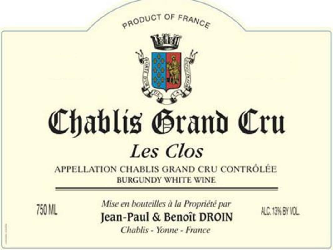 Jean Paul & Benoit Droin Chablis Les Clos Grand Cru 2013 Front Label