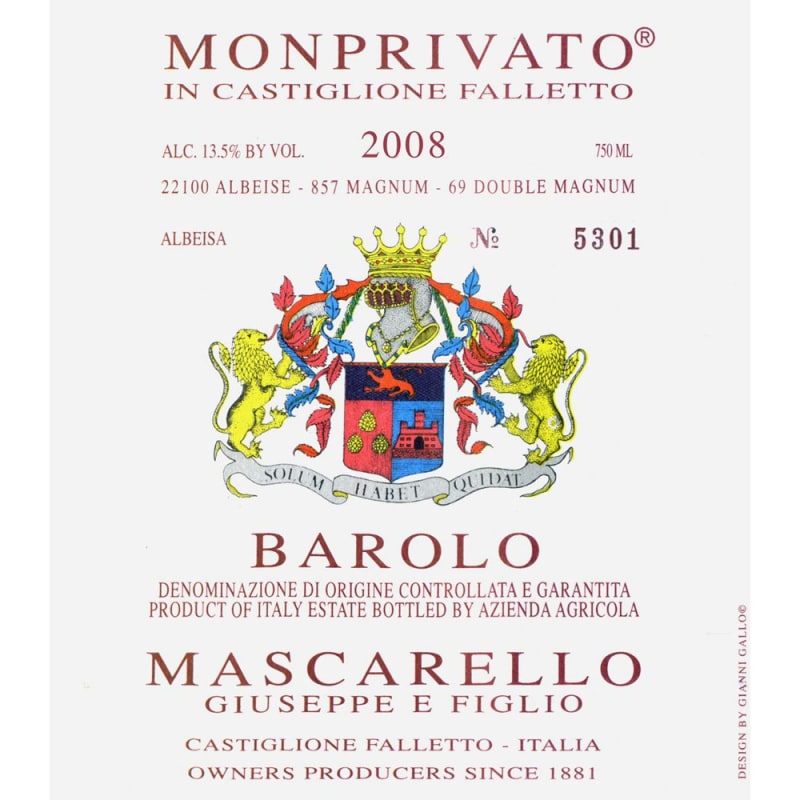 Giuseppe Mascarello Monprivato Barolo 2008 Front Label