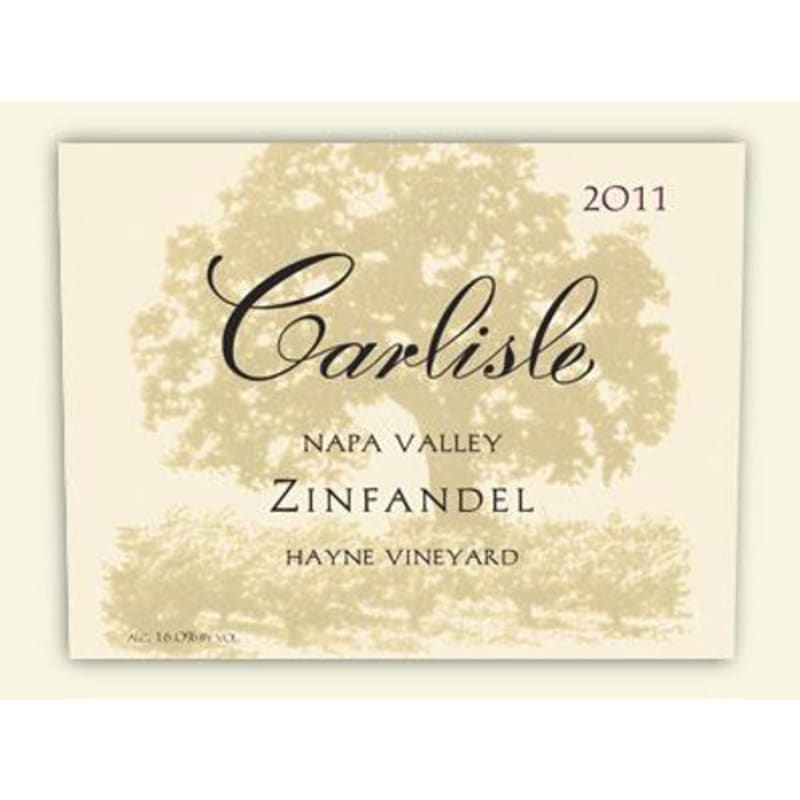 Carlisle Napa Valley Hayne Vineyard Zinfandel 2011 Front Label