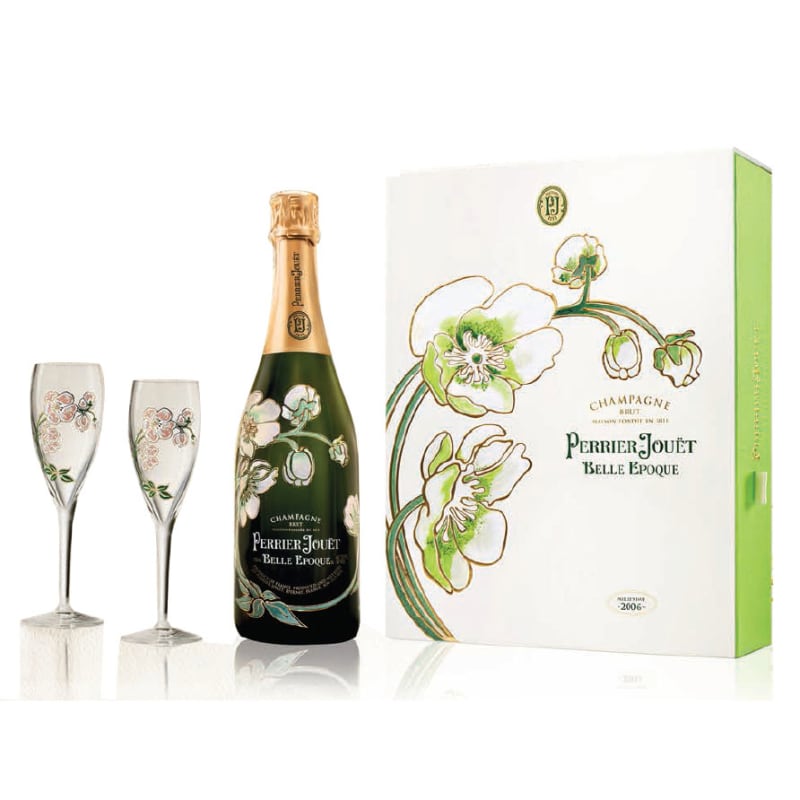 Perrier-Jouet Belle Epoque With Glassware Set 2006 Front Label