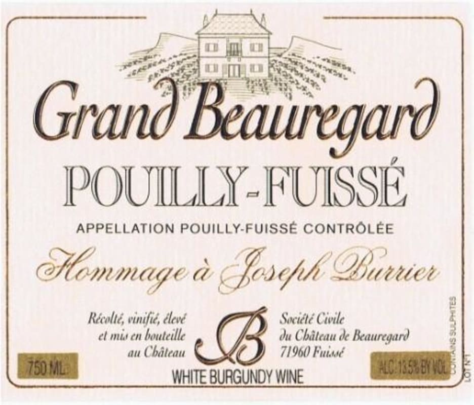 Joseph Burrier Pouilly-Fuisse Grand Beauregard 2014 Front Label