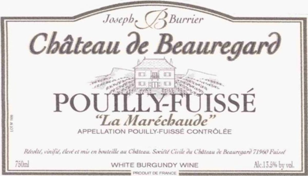 Joseph Burrier Pouilly-Fuisse La Marechaude 2013 Front Label