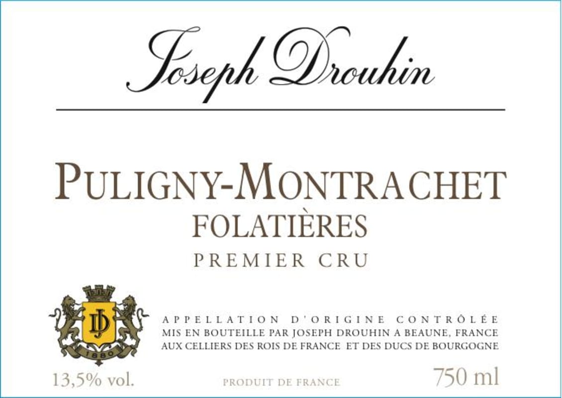 Joseph Drouhin Puligny-Montrachet Folatieres 2012 Front Label