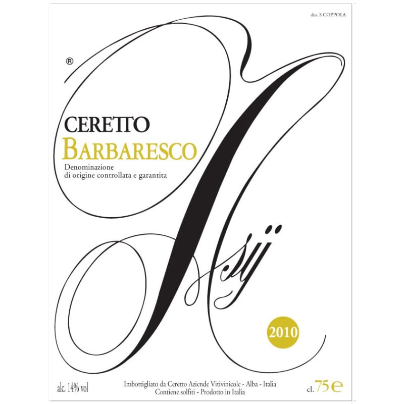 Ceretto Barbaresco 2010 Front Label
