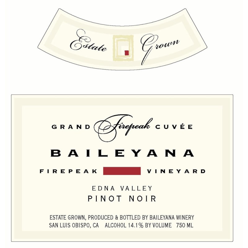 Baileyana Firepeak Pinot Noir 2012 Front Label