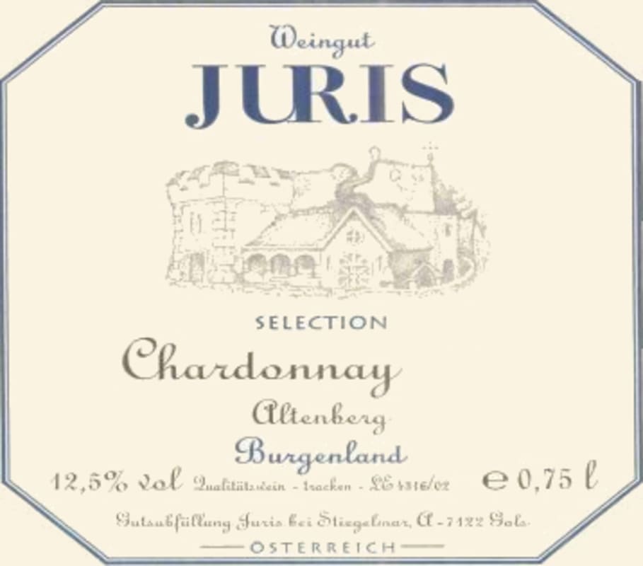 Juris Altenberg Selection Chardonnay 2006 Front Label