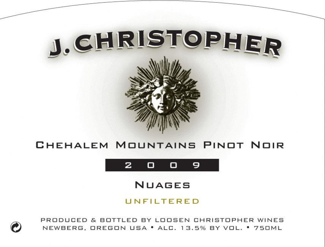 J. Christopher Chehalem Mountains Nuages Pinot Noir 2009 Front Label