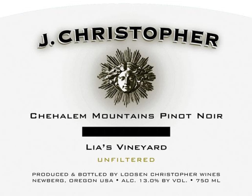 J. Christopher Chehalem Mountains Lia's Vineyard Pinot Noir 2013 Front Label