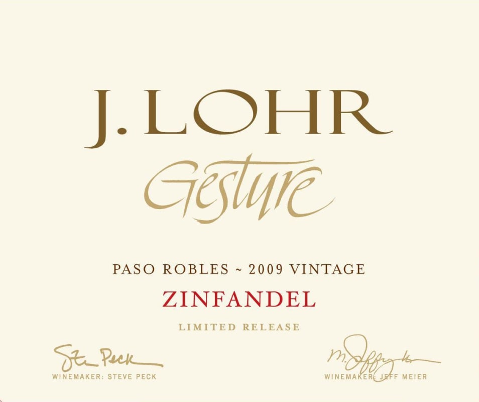 J. Lohr Gesture Zinfandel 2009 Front Label
