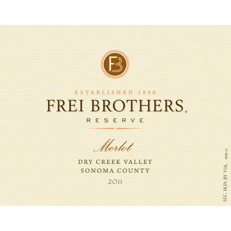 Frei Brothers Reserve Merlot 2011 Front Label