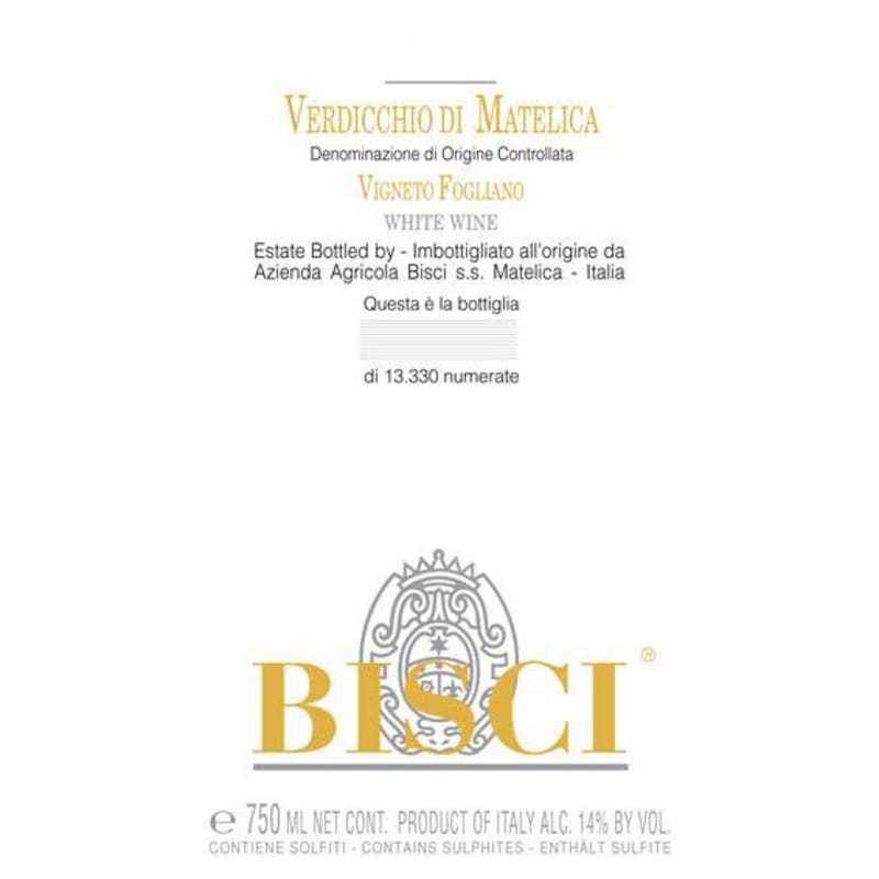 Bisci Verdicchio di Matelica Vigneto Fogliano 2012 Front Label