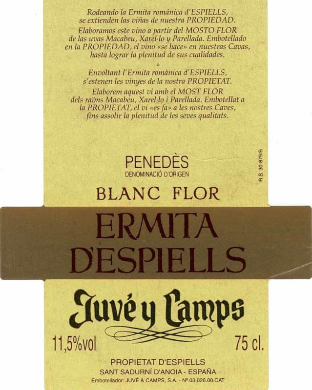 Juve & Camps Ermita d'Espiells Flor Blanc 2015 Front Label