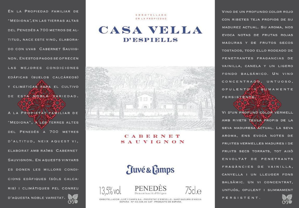 Juve & Camps Casa Vella d'Espiells 2011 Front Label