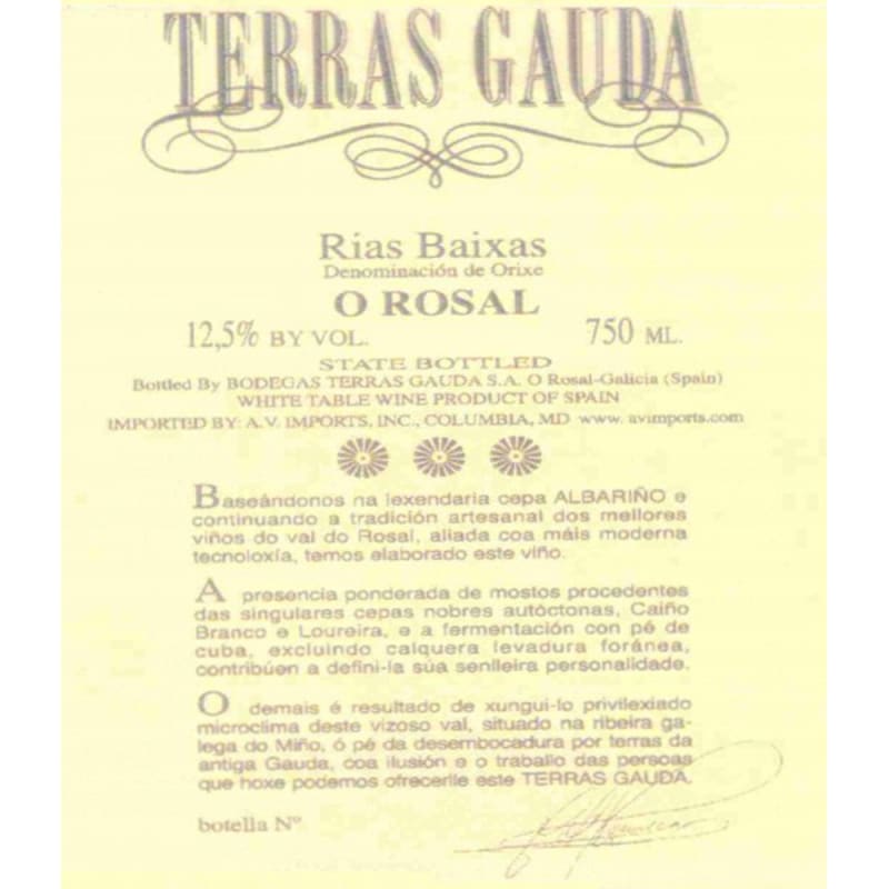 Terras Gauda O Rosal Albarino Blend 2011 Front Label