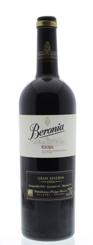 Bodegas Beronia Rioja Gran Reserva 2006 Front Bottle Shot