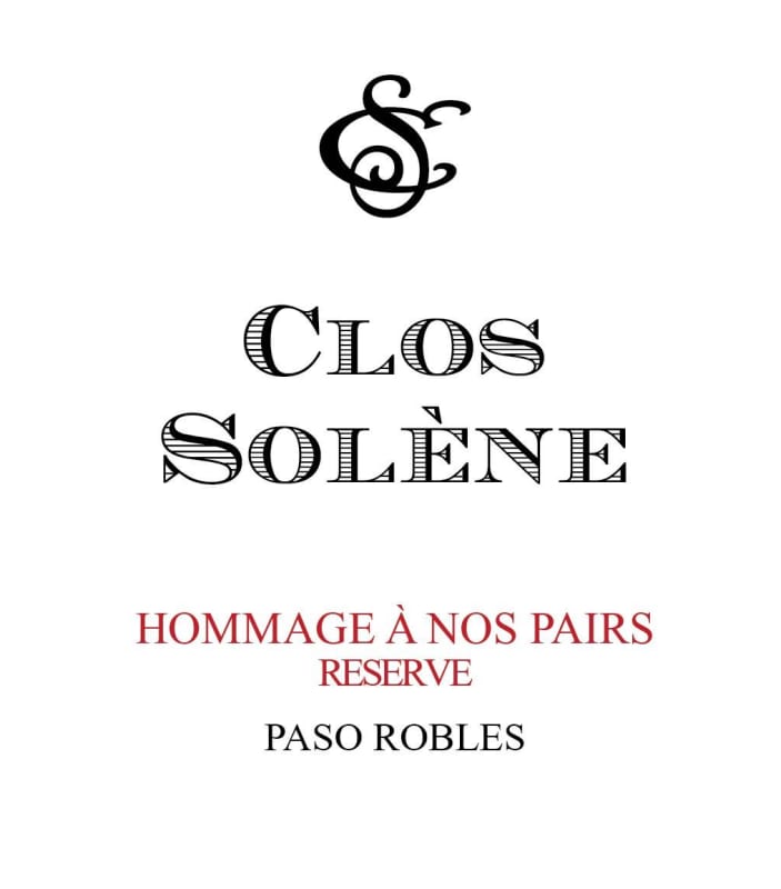 Clos Solene Hommage a nos Pairs Reserve 2014 Front Label