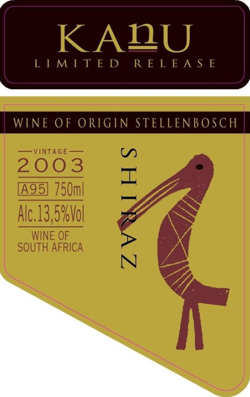 Kanu Limited Release Shiraz 2003 Front Label