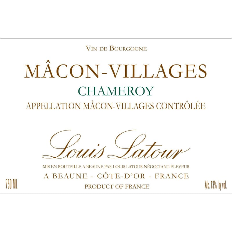 Louis Latour Macon-Villages Chameroy 2012 Front Label
