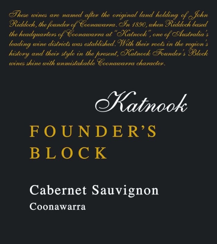 Katnook Estate Founder's Block Cabernet Sauvignon 2014 Front Label