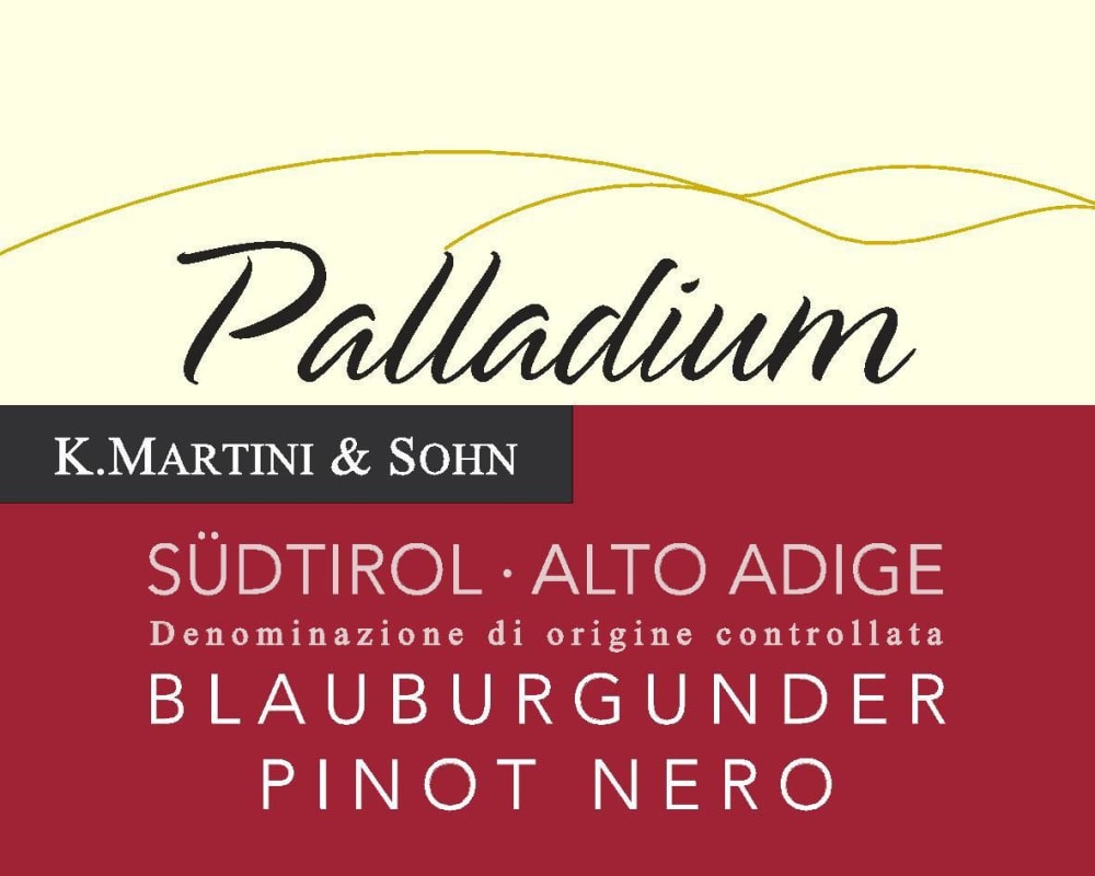 K. Martini & Sohn Sudtirol-Alto Adige Palladium Blauburgunder Pinot Nero 2013 Front Label