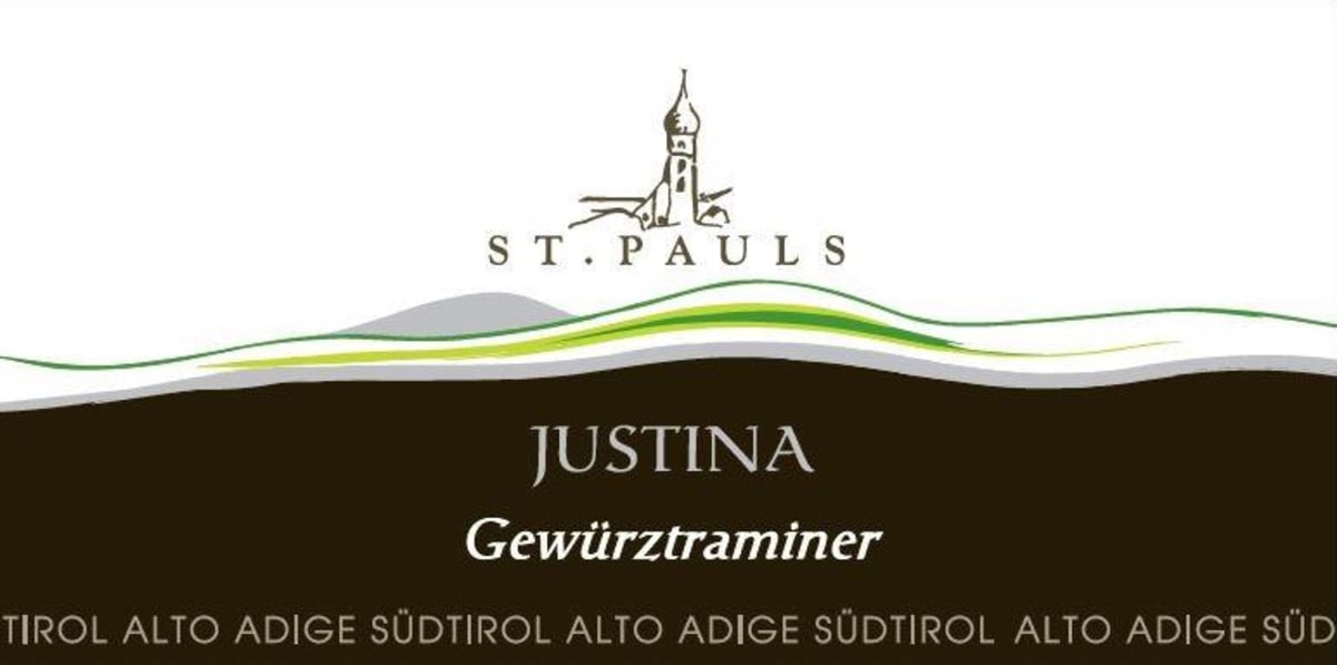 St. Pauls Alto Adige St. Justina Gewurztraminer 2015 Front Label