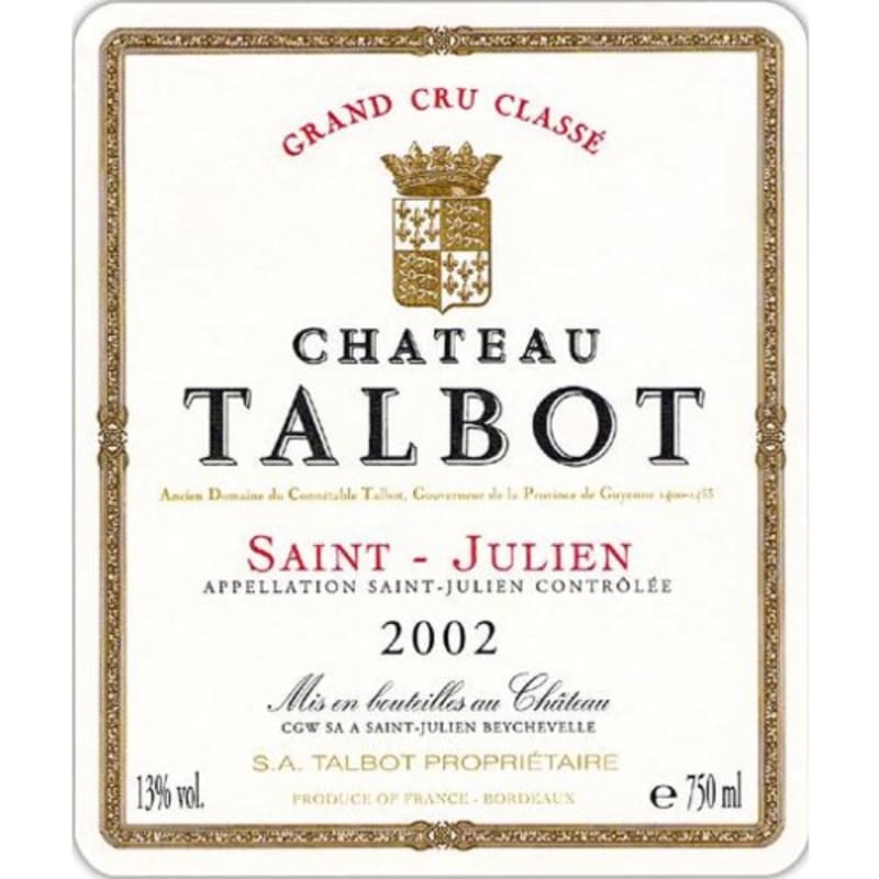 Chateau Talbot 2002 Front Label