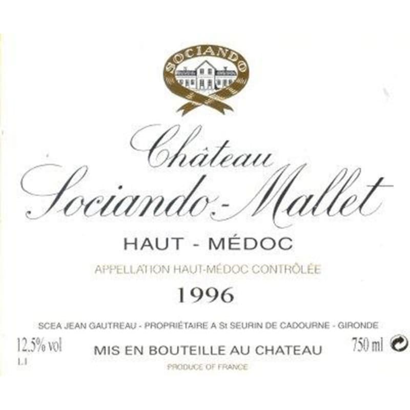 Chateau Sociando-Mallet (scuffed label) 1996 Front Label