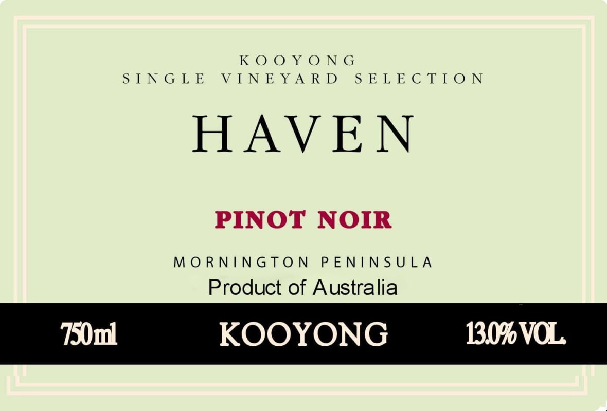 Kooyong Haven Pinot Noir 2013 Front Label