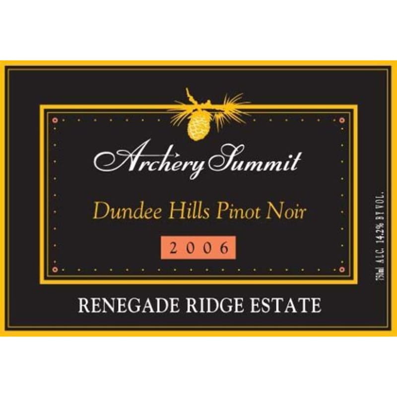 Archery Summit Renegade Ridge Estate Pinot Noir 2006 Front Label