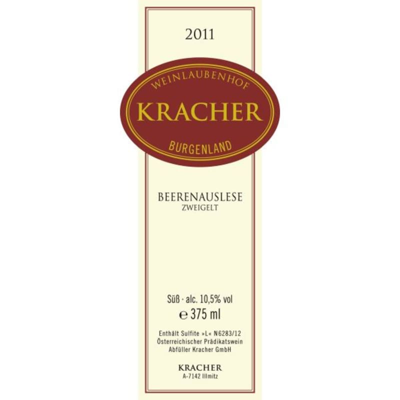 Kracher Beerenauslese Zweigelt (375ML half-bottle) 2011 Front Label