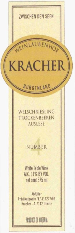 Kracher Welschriesling Trockenbeerenauslese Kollektion 2010 Front Label