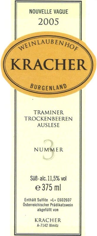 Kracher Traminer Trockenbeerenauslese Kollektion 2005 Front Label