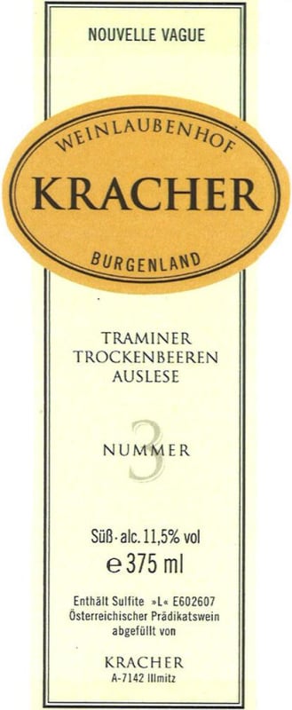 Kracher Traminer Trockenbeerenauslese Kollektion 2007 Front Label
